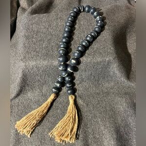 Navy and Tan Beaded Decor with Tassels